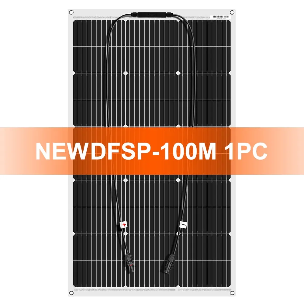 DOKIO 18V 16V 100W Flexible Solar Panels 300W Waterproof Monocrystalline Solar Panel Camping RV Home Charge 12V DFSP-100M
