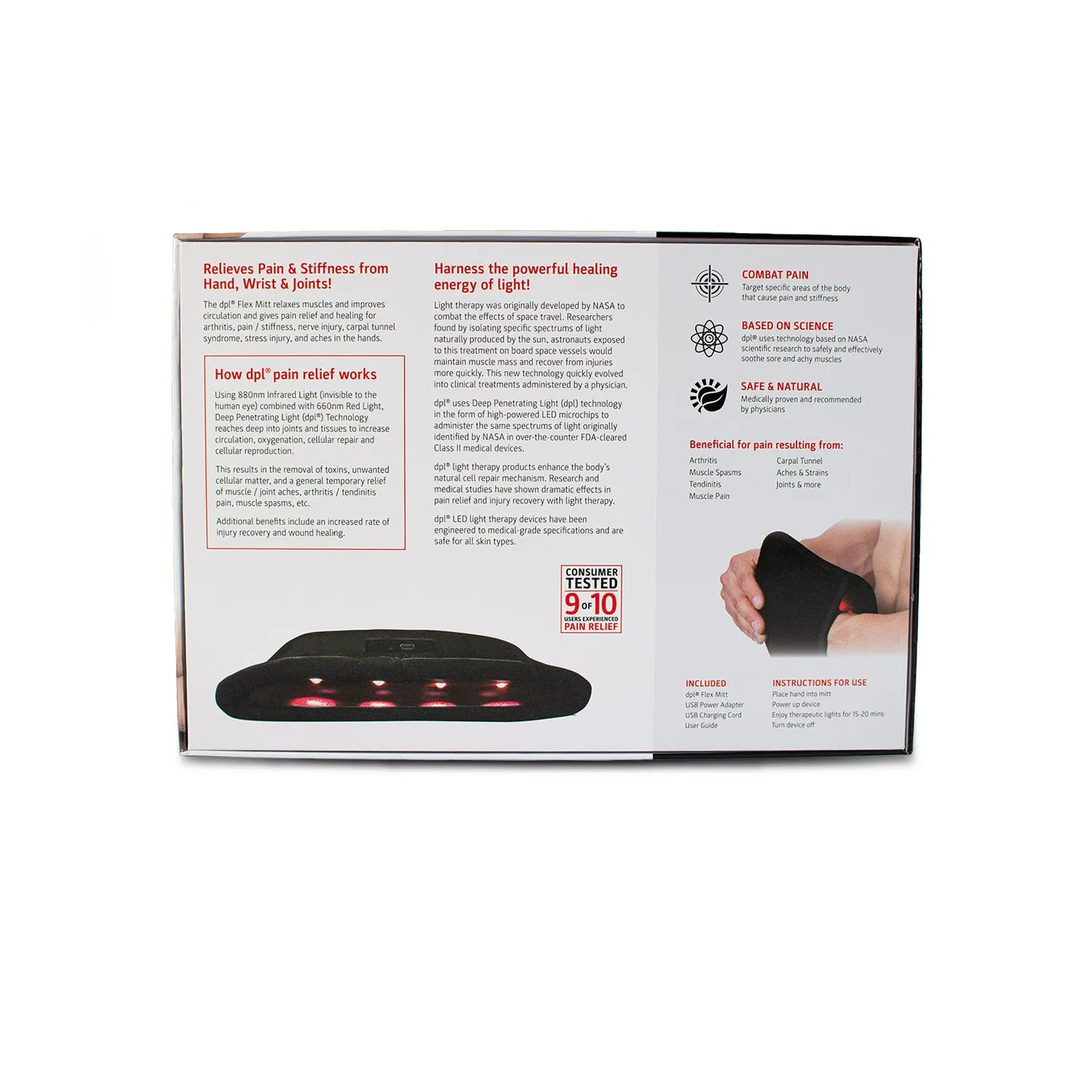 dpl Flex Mitt Light Therapy Pain Relief