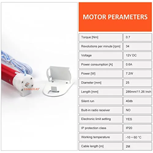 ES2512 Tubular Motor | DC12V DIY Electric Roller Blind/Shade Tubular Motor Kit(34mm-38mm)