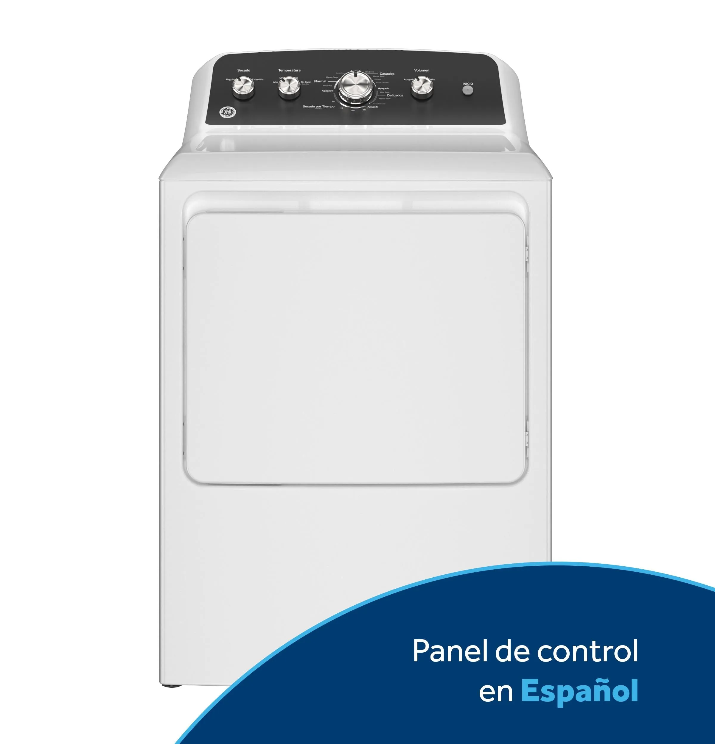 ETD48EASWWB GE® 7.2 cu. ft. Capacity&#x00A0;Electric&#x00A0;Dryer&#x00A0;with Spanish Panel and Up To 120 ft. Venting&#x200B;