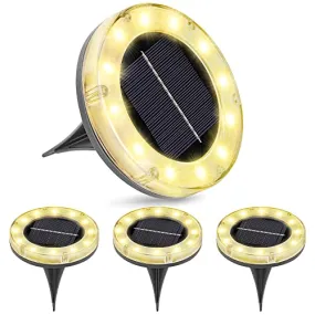 LITAKE Solar Disk Lights 12LED IP65 Waterproof Solar Ground Lights