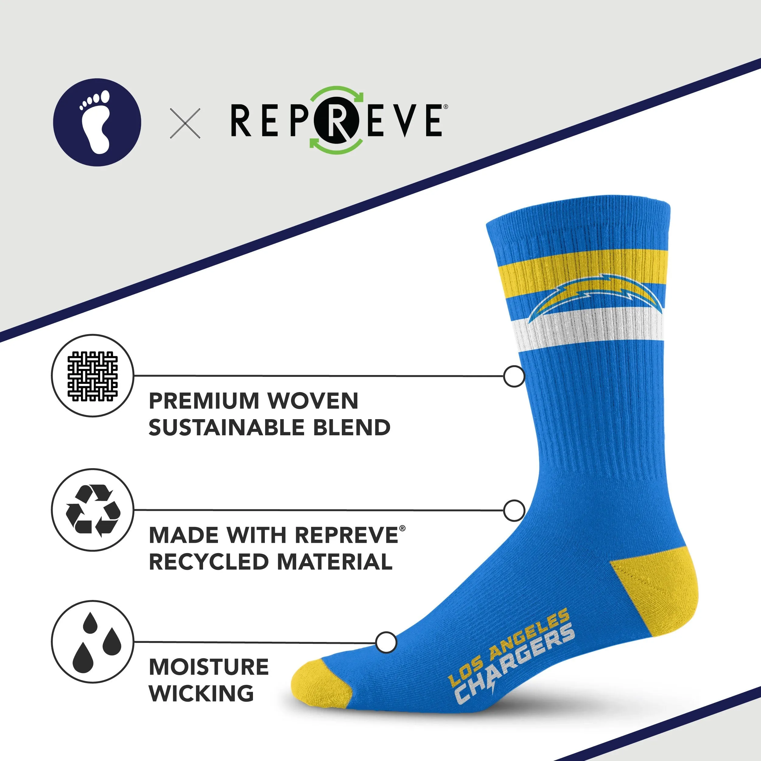 Los Angeles Chargers Legend Premium Crew Socks