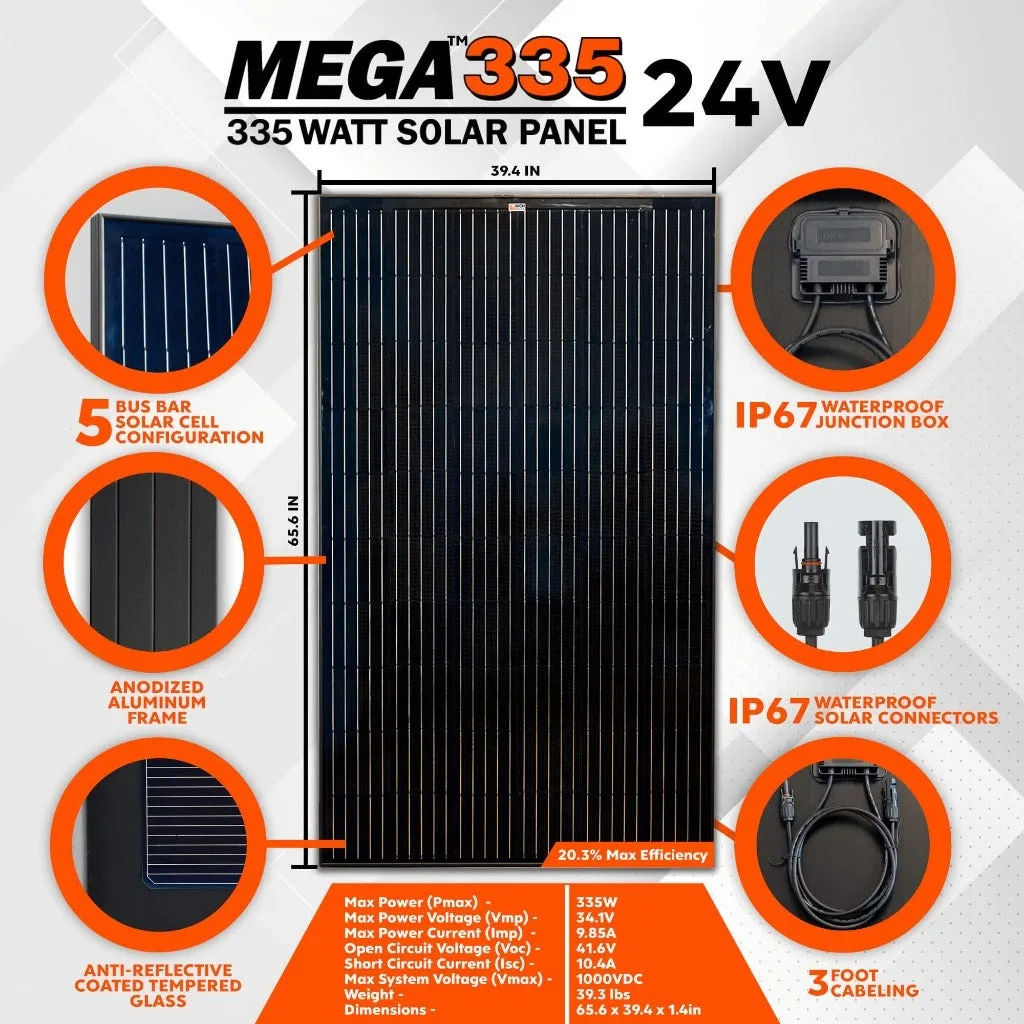 MEGA 335 Watt Monocrystalline Solar Panel | High Efficiency | Best Panel for Grid-Tie and Off-Grid