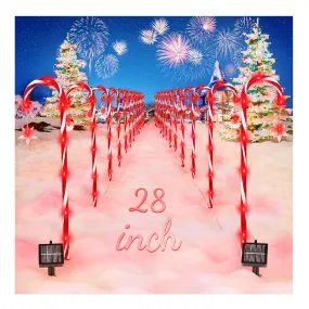 NEWMESSI 28.5" Christmas Decorations Outdoor Candy Cane Lights, 12 Pack 96 Bright Red LED, Solar Christmas Pathway Lights Outdoor IP65 Waterproof with 8 Modes Candy Christmas Yard Decorations Outdoor