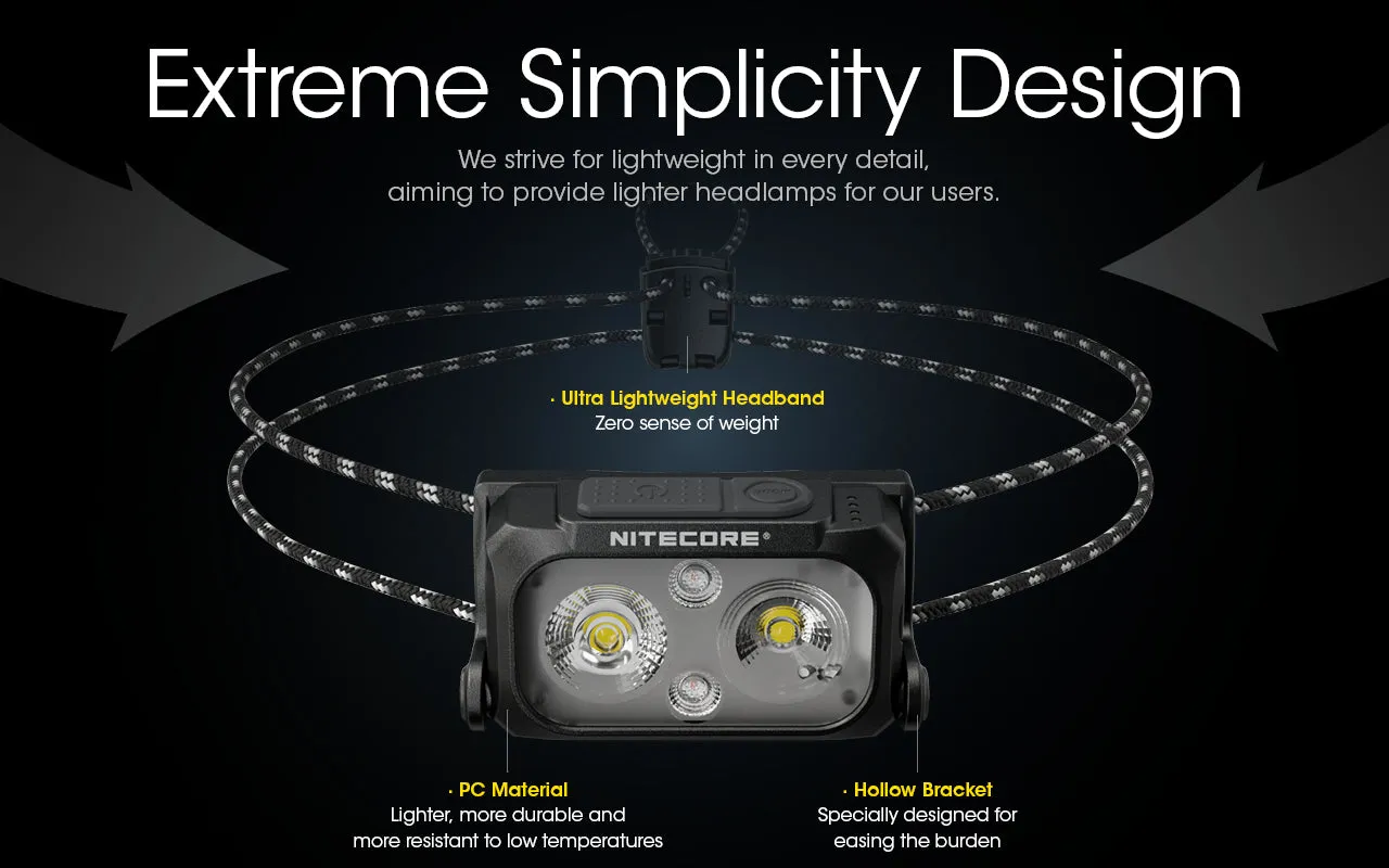 NITECORE 400 LUMENS DUAL BEAM RECHARGEABLE HEADLAMP (NU25UL)