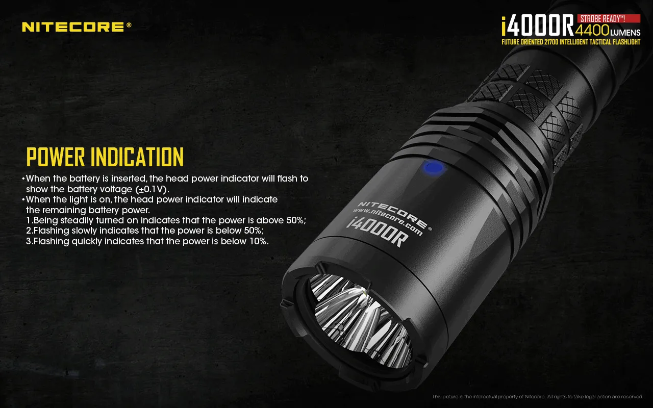 NITECORE 4400 LUMENS USB-C RECHARGEABLE TACTICAL FLASHLIGHTS (I4000R)