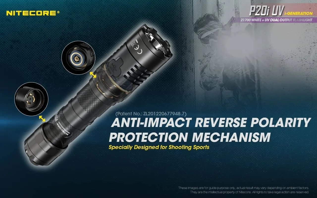 Nitecore P20i UV compact 1800 lumen USB-C rechargeable LED torch with UV output