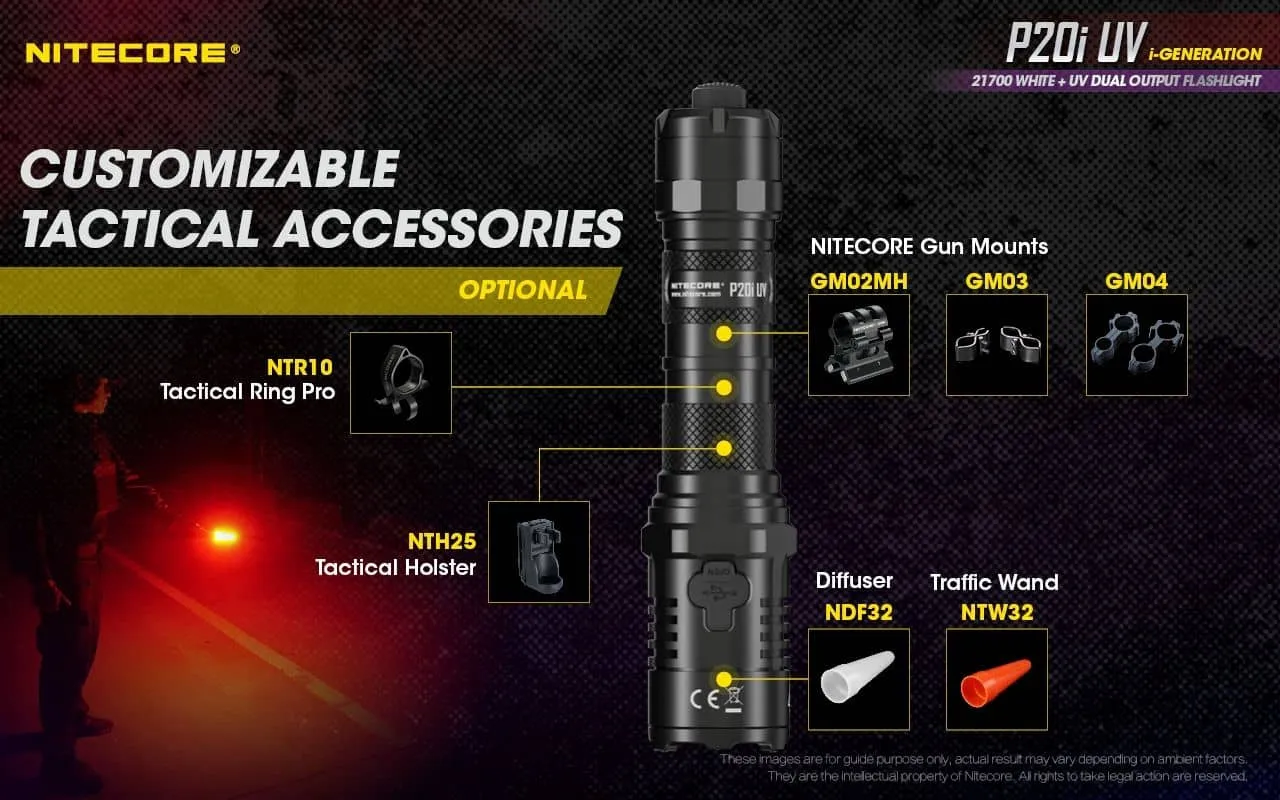 Nitecore P20i UV compact 1800 lumen USB-C rechargeable LED torch with UV output