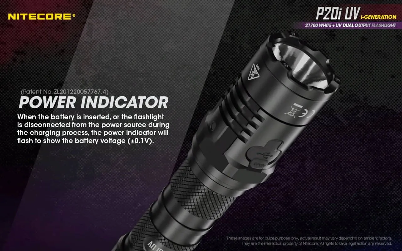 Nitecore P20i UV compact 1800 lumen USB-C rechargeable LED torch with UV output