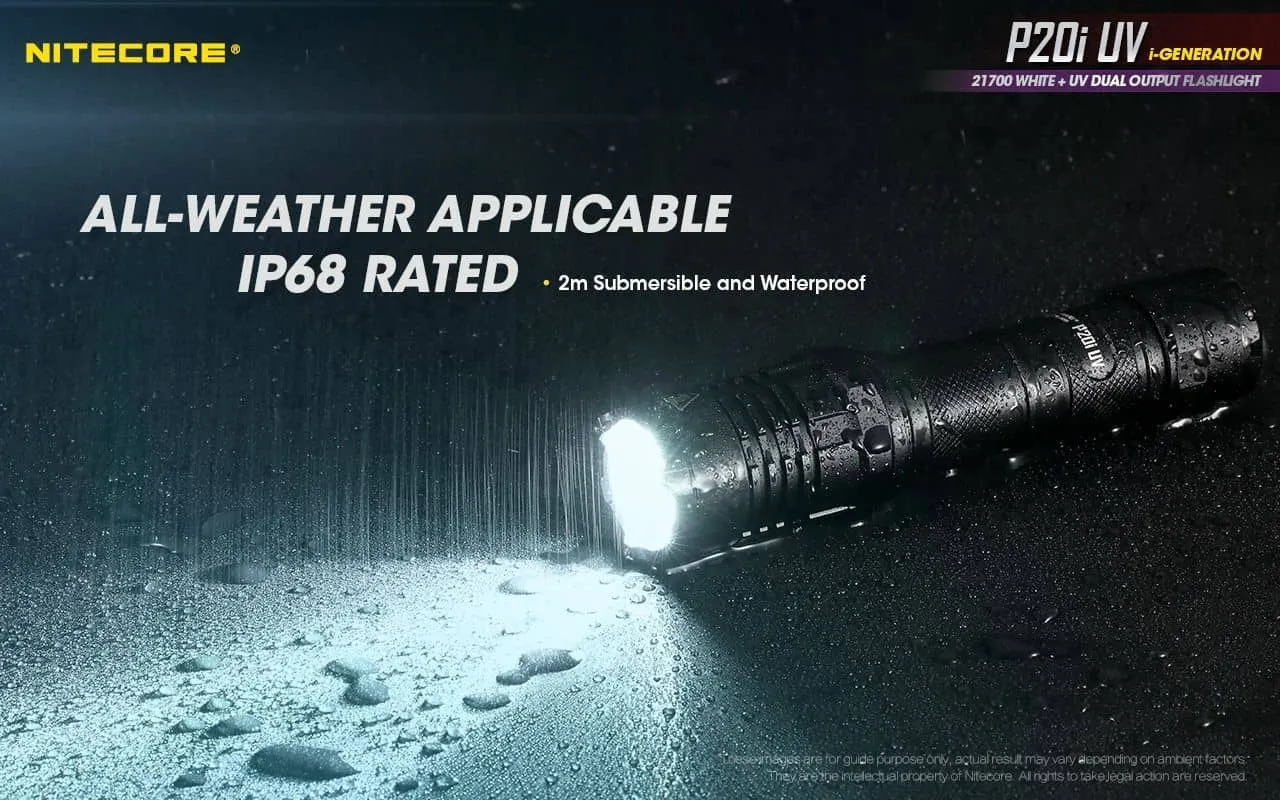 Nitecore P20i UV compact 1800 lumen USB-C rechargeable LED torch with UV output