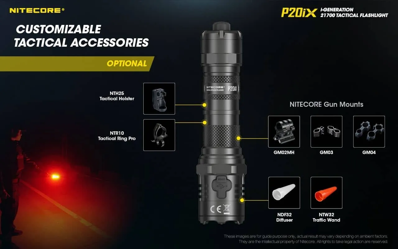 Nitecore P20iX compact 4000 lumen 221m USB-C rechargeable tactical floodlight