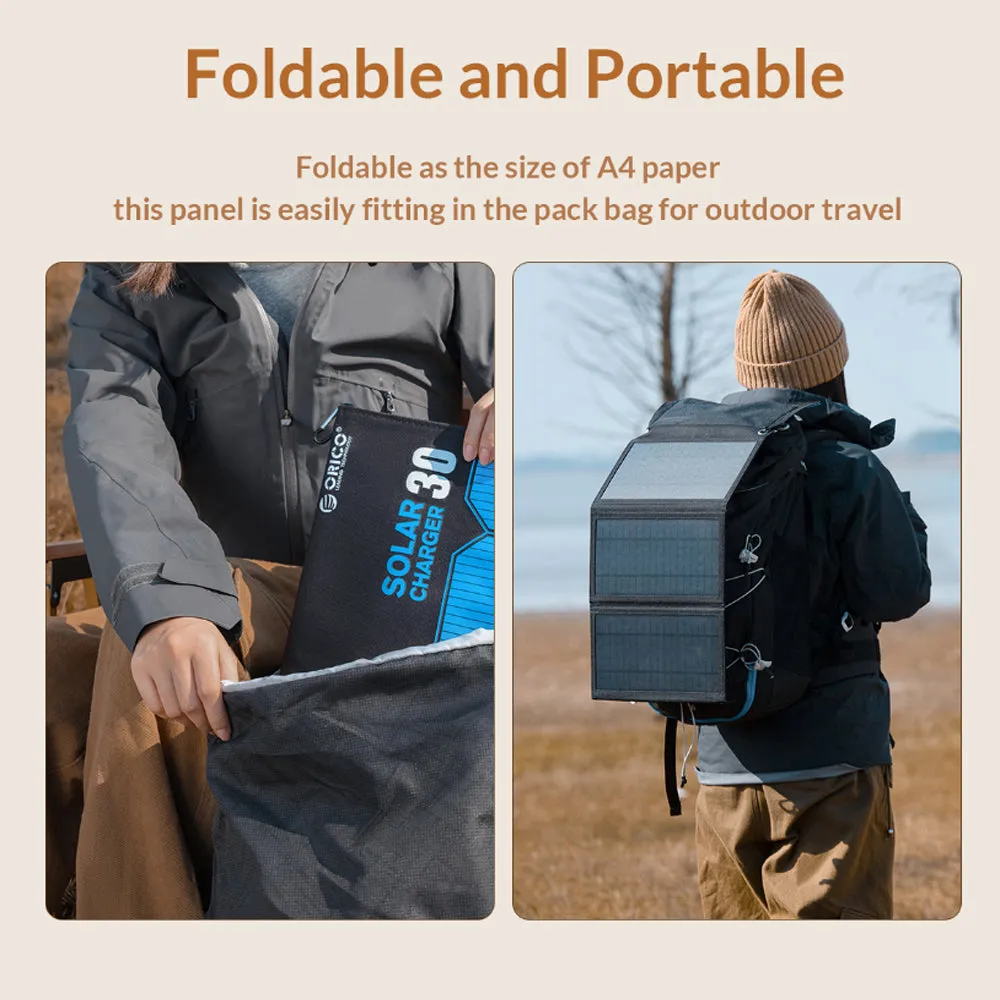ORICO Foldable Outdoor Solar Charging Pack with 21W / 15W / 10W 5V USB Power Output for Small Appliances and Electronics