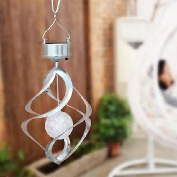 Outdoor Solar Lights Spiral Wind Chimes