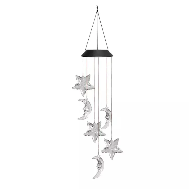 Outdoor Solar Star Moon Colorful LED Windchime Light