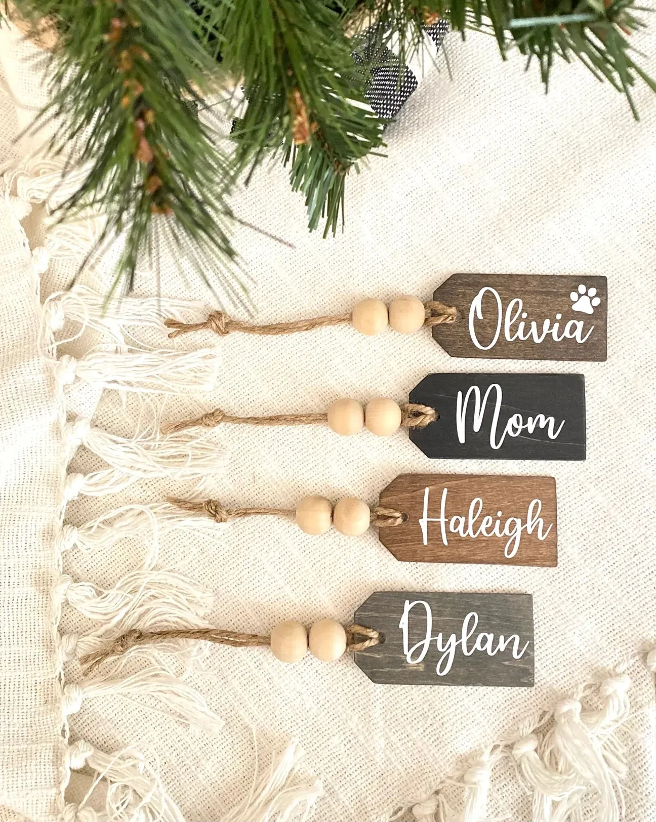 Personalized Wood Tag With Beads
