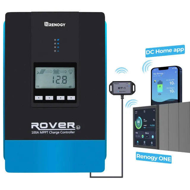 Renogy RNG-CTRL-RVR100 - Rover Li 100 Amp MPPT Solar Charge Controller Regulator Compatible with Lithium, Sealed, Gel, and Flooded B