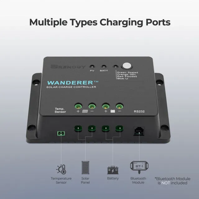 Renogy Wanderer 30 Amp 12V PWM Negative Ground Solar Charge Controller