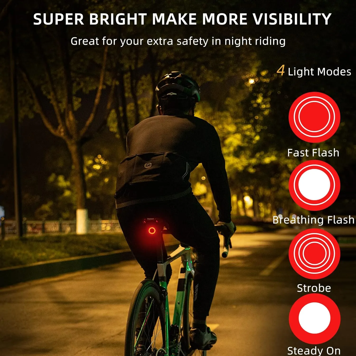 ROCKBROS Bike Tail Light Smart USB Rechargeable IPX6 Waterproof