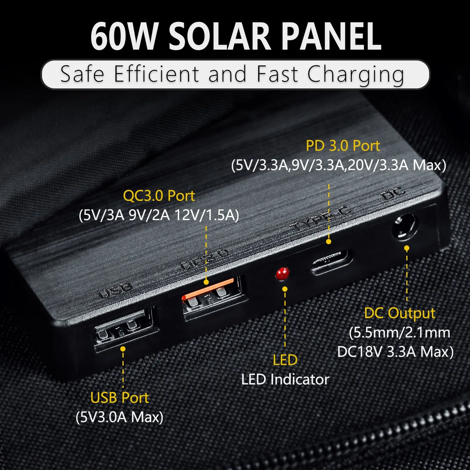 ROCKSOLAR 60W 12V Foldable Solar Panel