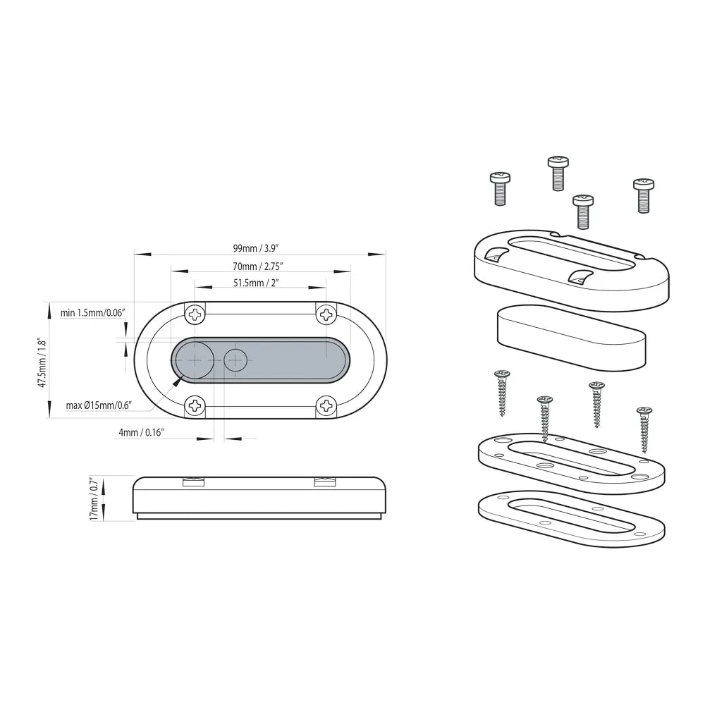 ScanStrut Multi Cable Seal - High-Impact Plastic (Multiple Cables)