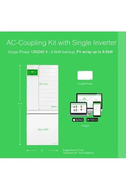 Schneider | AC Coupling with Single Inverter System - 6800W 120/240v Output | 8500W PV Input with EG4 PowerPro WallMount Battery | Universal Power Supply System Bundle [BNDL-S0006]