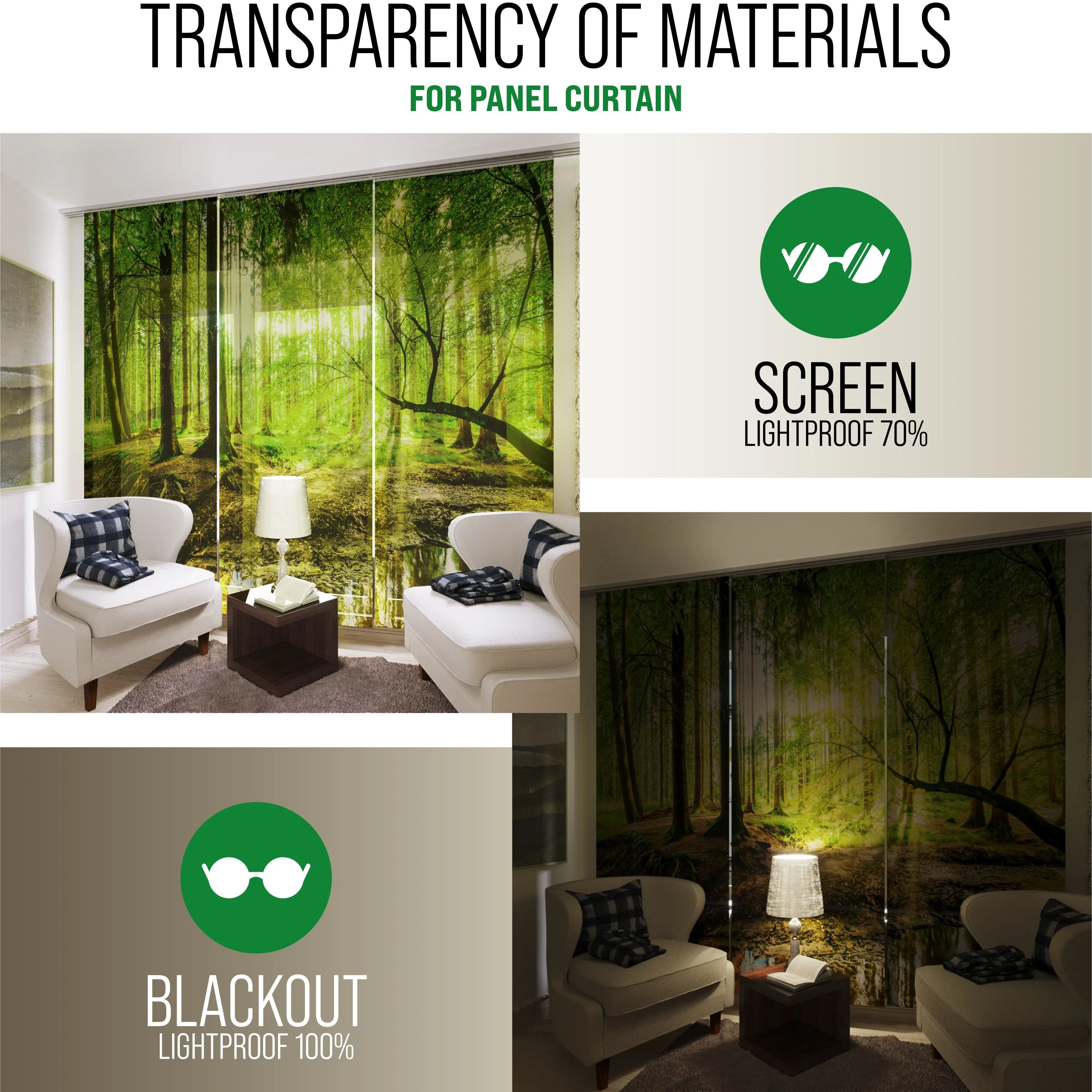 Set of 6 Panel Curtains Violet Orchid on a Green Leaf