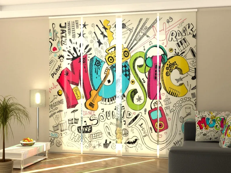 Sliding Panel Curtain Art Music