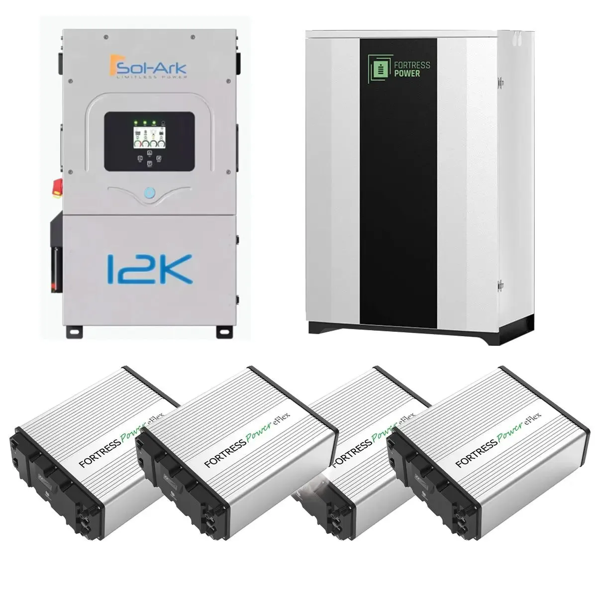 Sol-Ark 12K   Fortress Power eFlex Battery   Fortress Durarack Enclosure Bundle (Sol-Ark-12K, eFlex 5.4 G2, Durarack)