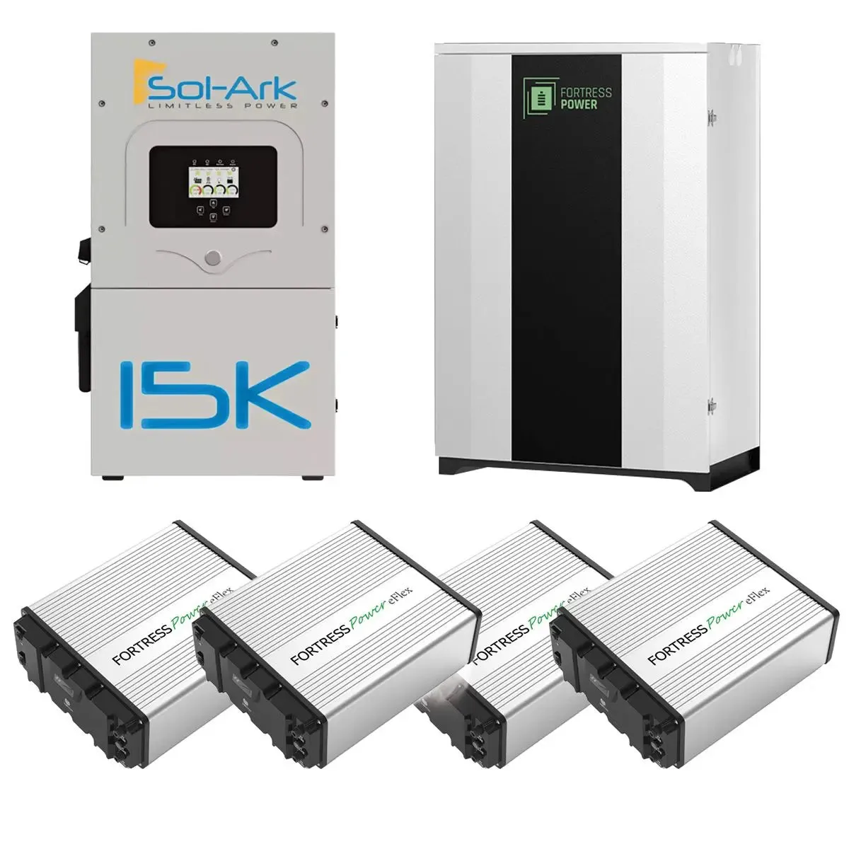 Sol-Ark 15K   Fortress Power eFlex Battery   Fortress Durarack Enclosure Bundle (SA-Limitless-15K, eFlex 5.4 G2, Durarack)