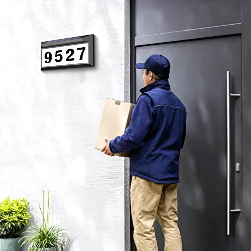 Solar Address Sign, Lighted Address Plaque Outdoor Waterproof, Illuminated Address Numbers, House Numbers for Outside
