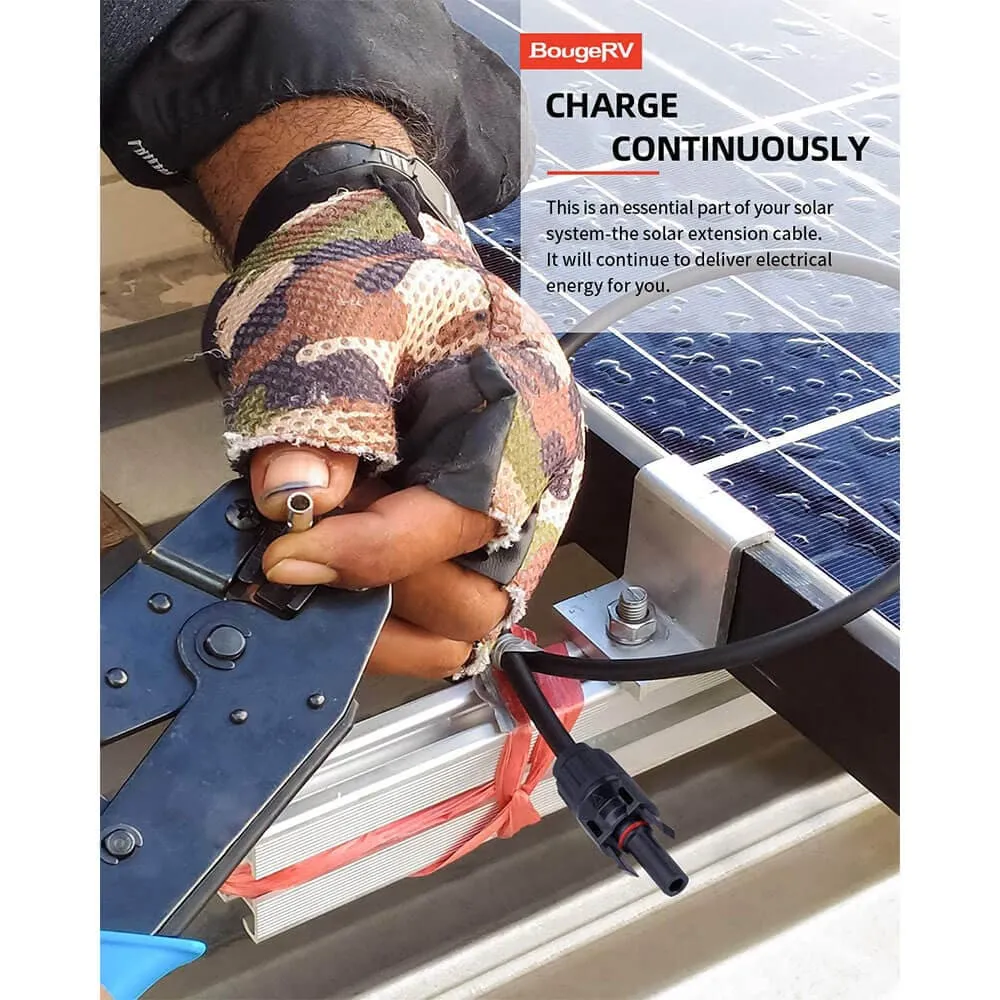 Solar Extension Cable with Extra Free Connectors(xx FT Red xx FT Black)