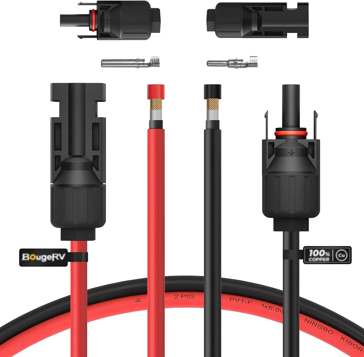 Solar Extension Cable with Extra Free Connectors(xx FT Red xx FT Black)