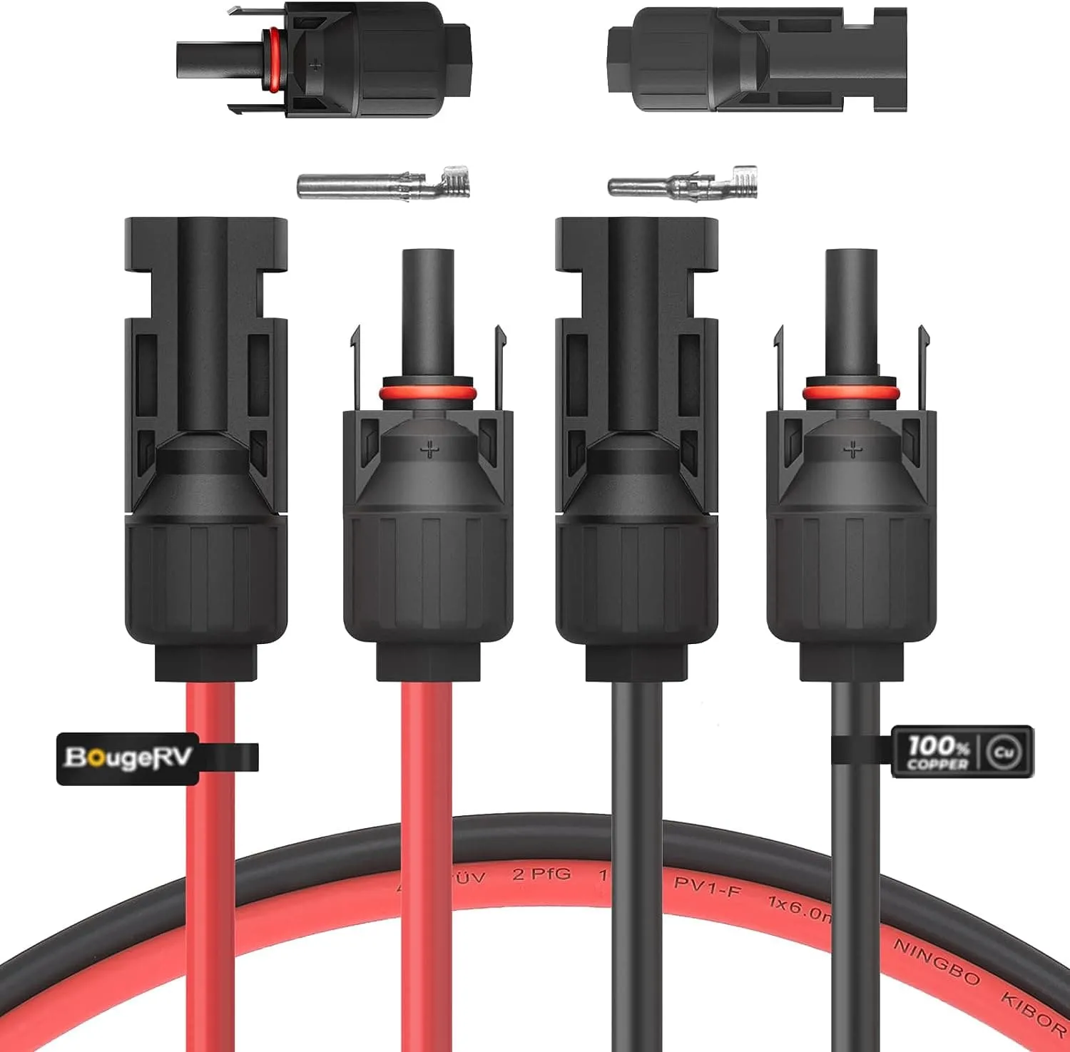 Solar Extension Cable with Extra Free Connectors(xx FT Red xx FT Black)