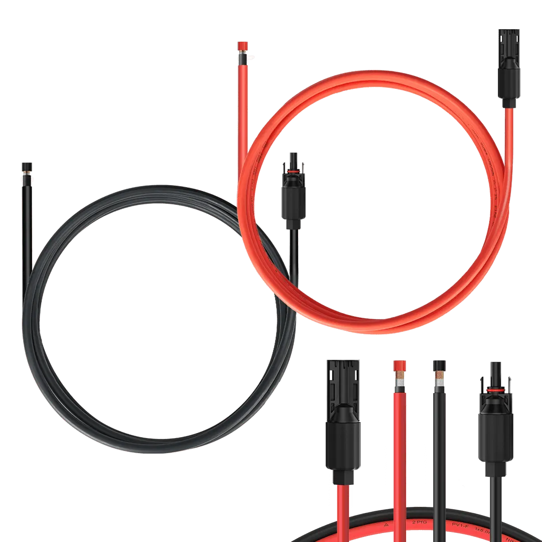 Solar Extension Cable with Extra Free Connectors(xx FT Red xx FT Black)