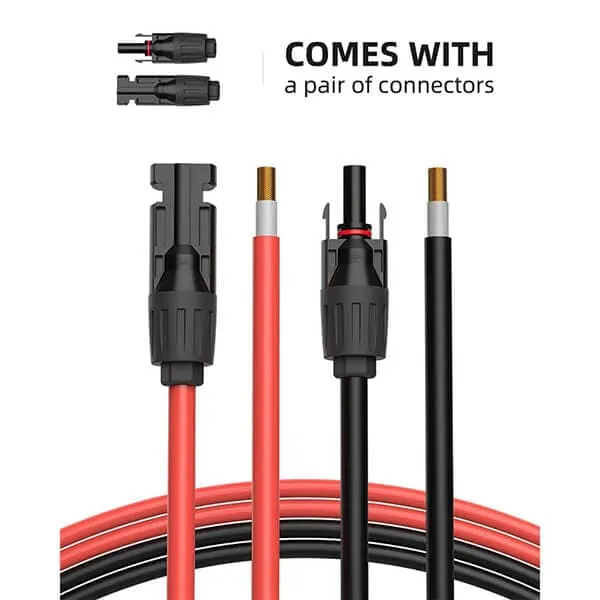 Solar Extension Cable with Extra Free Connectors(xx FT Red xx FT Black)