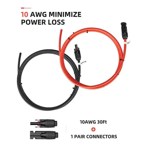 Solar Extension Cable with Extra Free Connectors(xx FT Red xx FT Black)