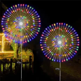 Solar Fireworks Lamp Outdoor Grass Globe Dandelion Flash String Fairy lights 60 /120/200 LED For Garden Lawn Holiday Light