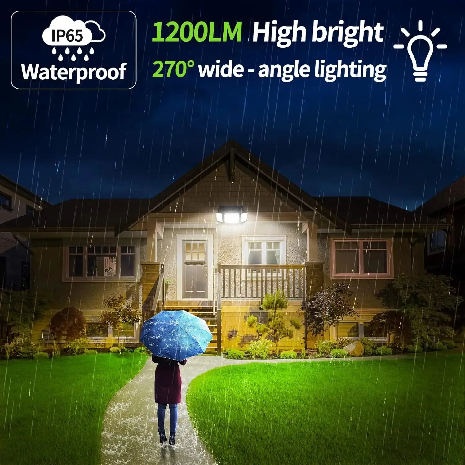 Solar Lights Outdoor with 3 Modes Motion Sensor Super Bright Wall Lamp IP65 Waterproof Street Light for Garden Yard Path Garage