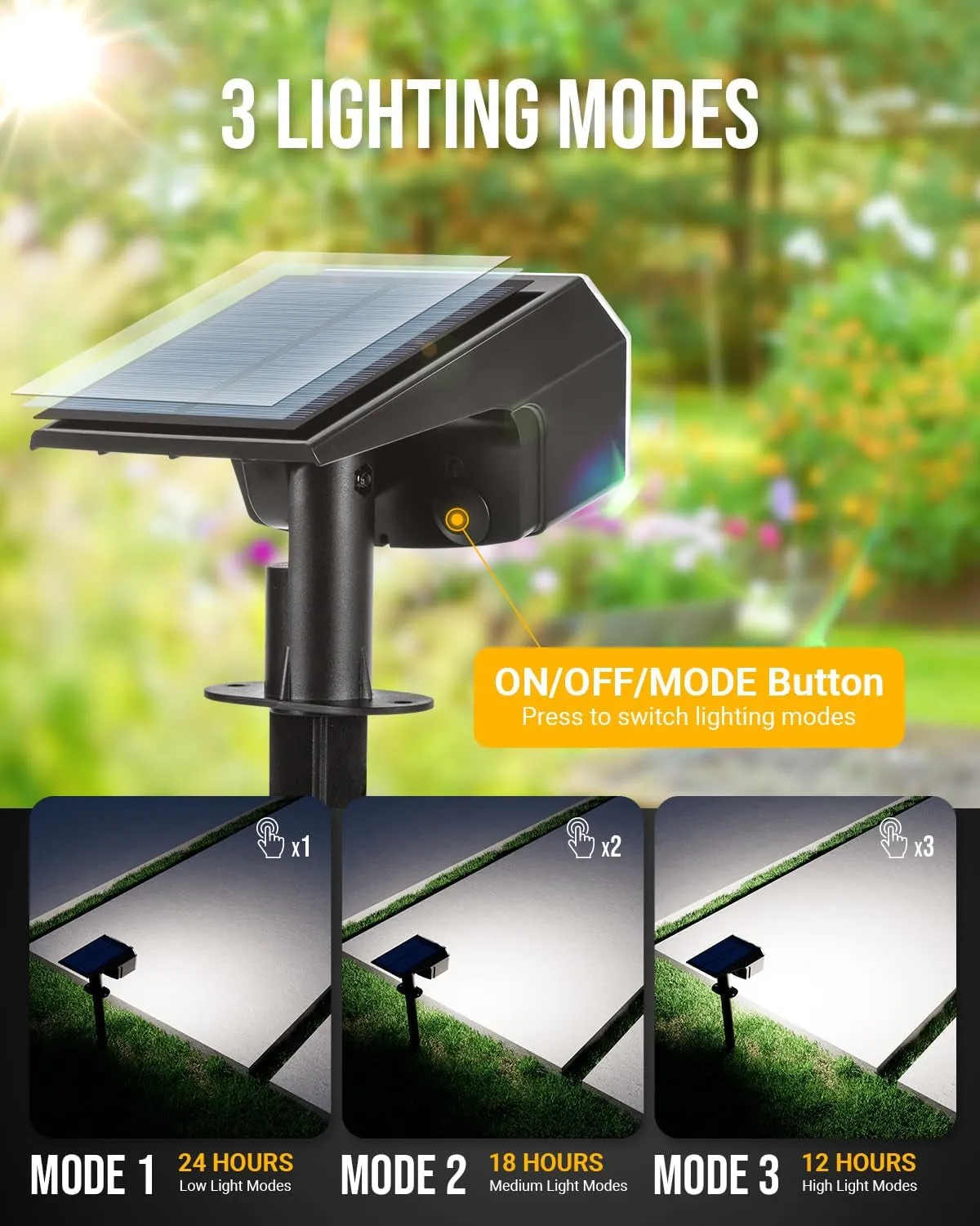 Solar Spot Lights Outdoor Waterproof IP65, 63 LED 3 Lighting Modes Landscape Lights Illuminate Yard Garden House Garage for Christmas Outside-2 Pack
