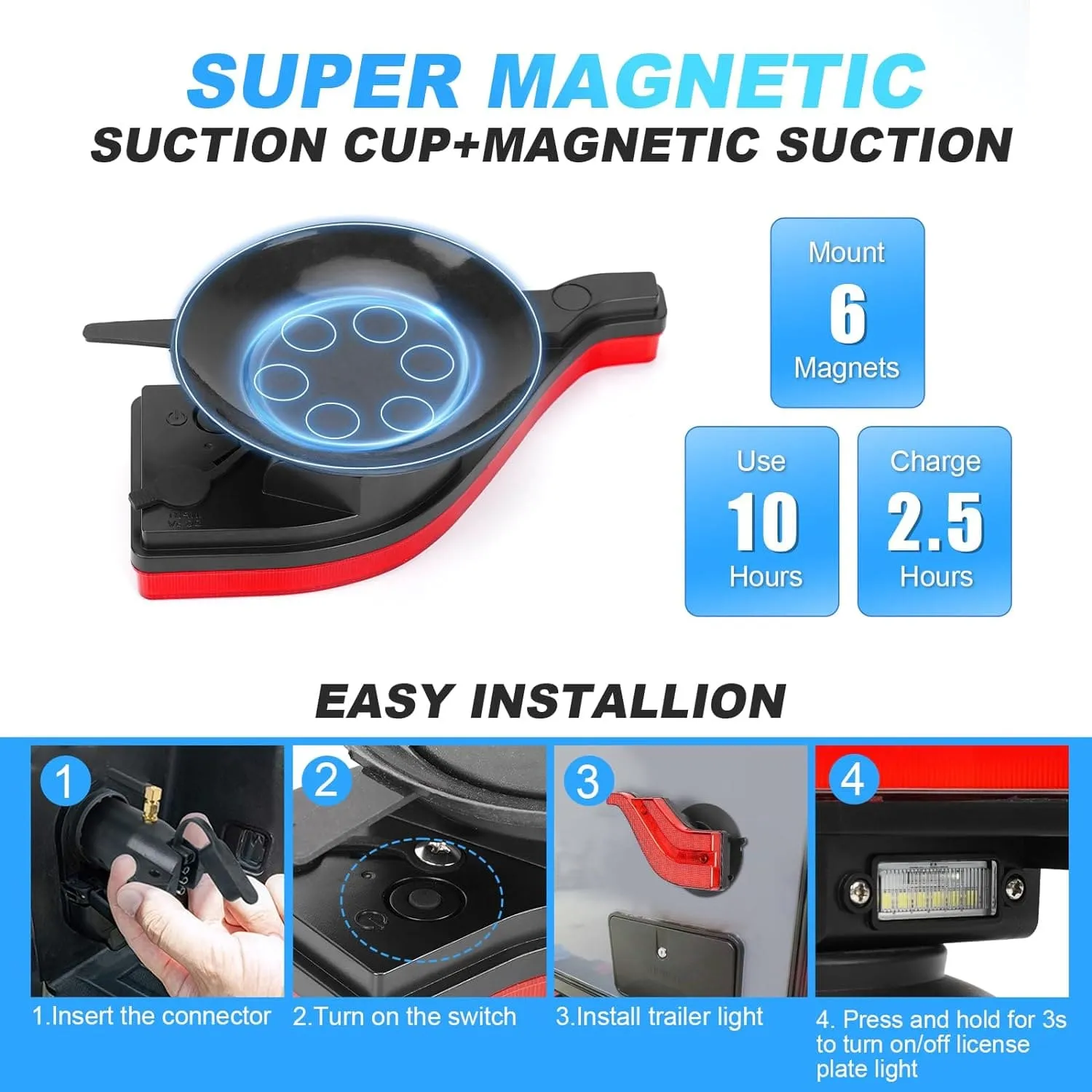 Suparee Upgrade Magnetic Wireless LED Trailer Lights Rechargeable