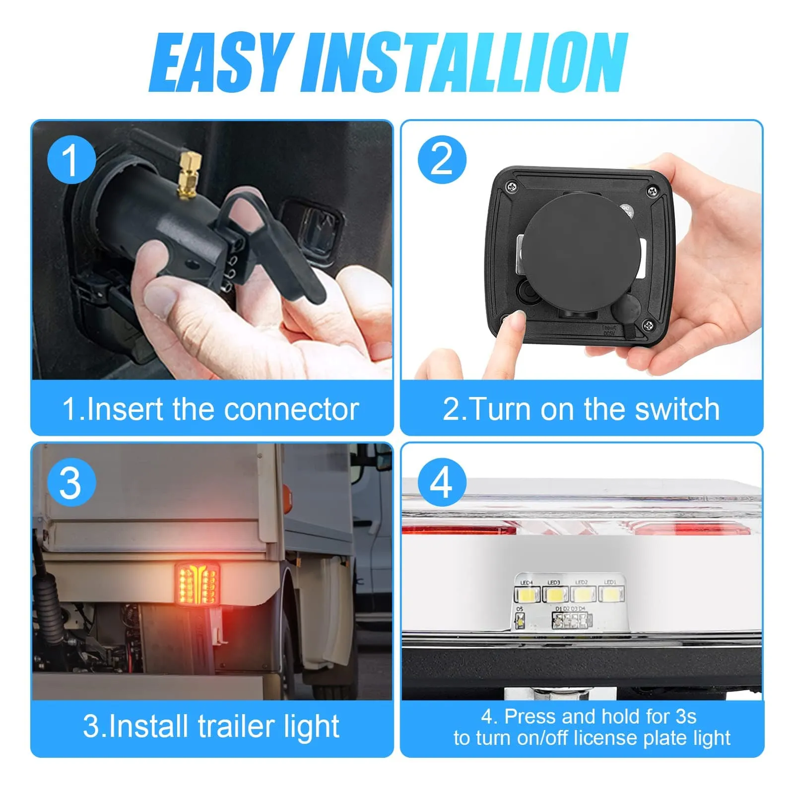 SUPAREE Wireless 2 PCS LED Trailer Light Kit Rechargeable Magnetic for Trailers Trucks RVs