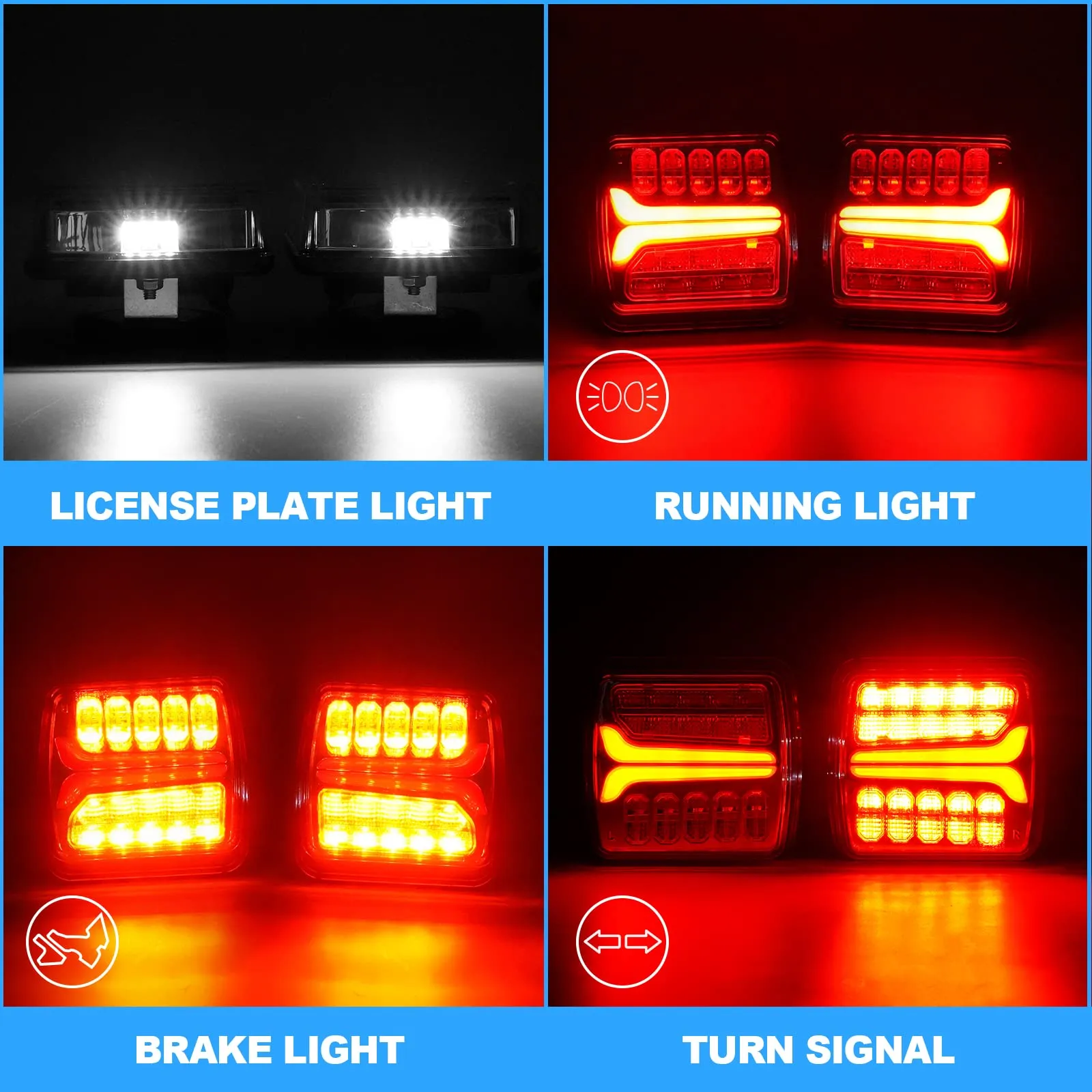 SUPAREE Wireless 2 PCS LED Trailer Light Kit Rechargeable Magnetic for Trailers Trucks RVs