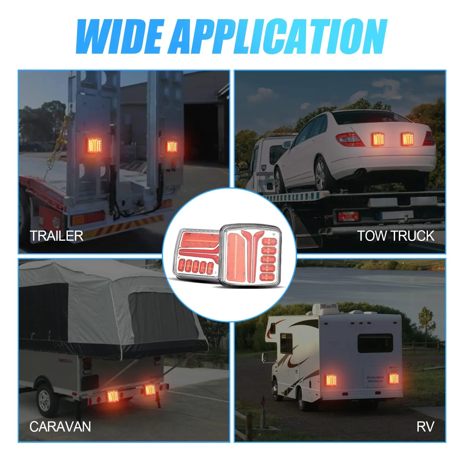 SUPAREE Wireless 2 PCS LED Trailer Light Kit Rechargeable Magnetic for Trailers Trucks RVs