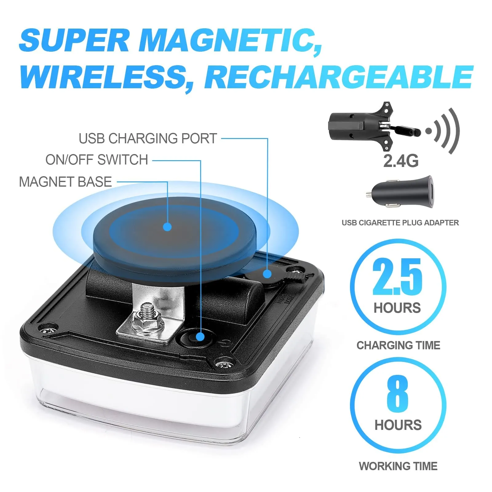 SUPAREE Wireless 2 PCS LED Trailer Light Kit Rechargeable Magnetic for Trailers Trucks RVs