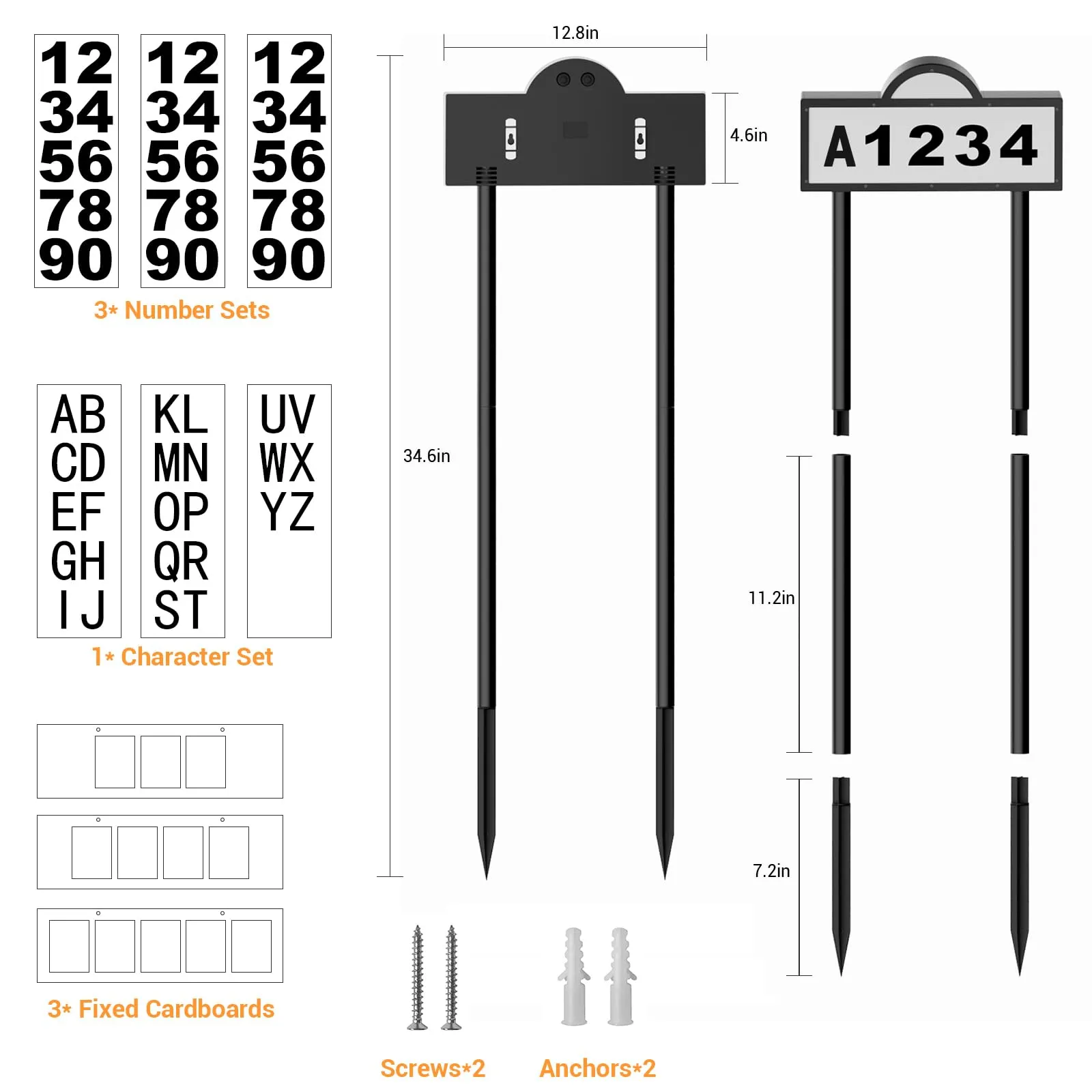 Waterproof Solar Powered 3 Color LED Illuminated House Number Signs