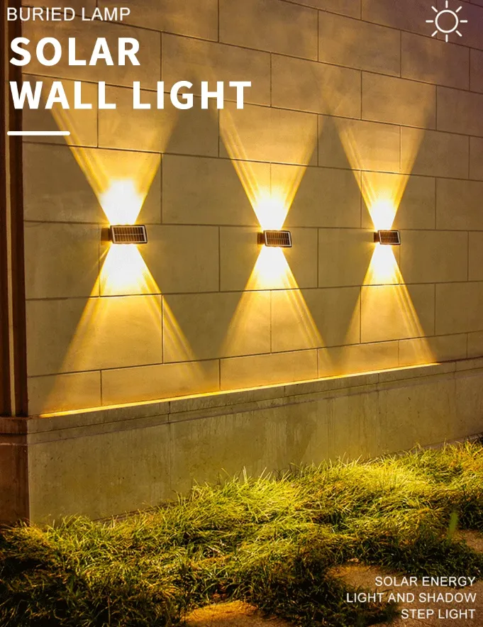 Waterproof Warm Yellow Outdoor Solar Led Wall Light Bl-377