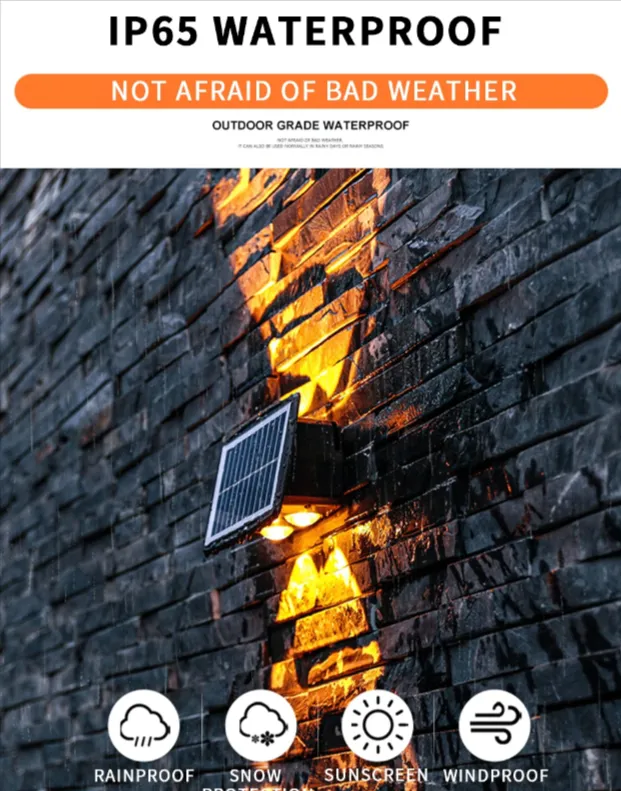 Waterproof Warm Yellow Outdoor Solar Led Wall Light Bl-377