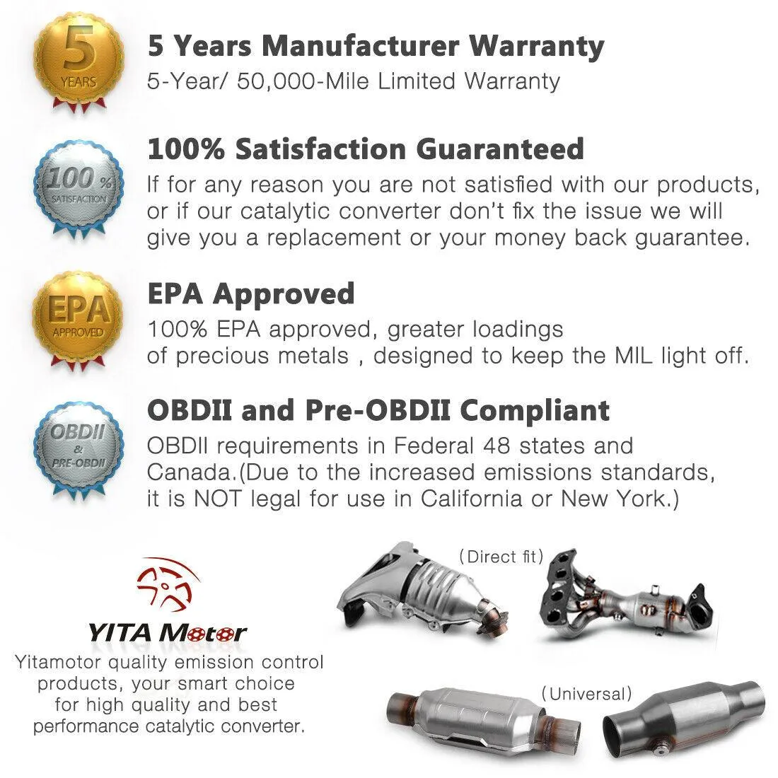 YITAMOTOR® Fits 2007 2008 2009-2016 Nissan Altima Rear Catalytic Converter EPA Approved